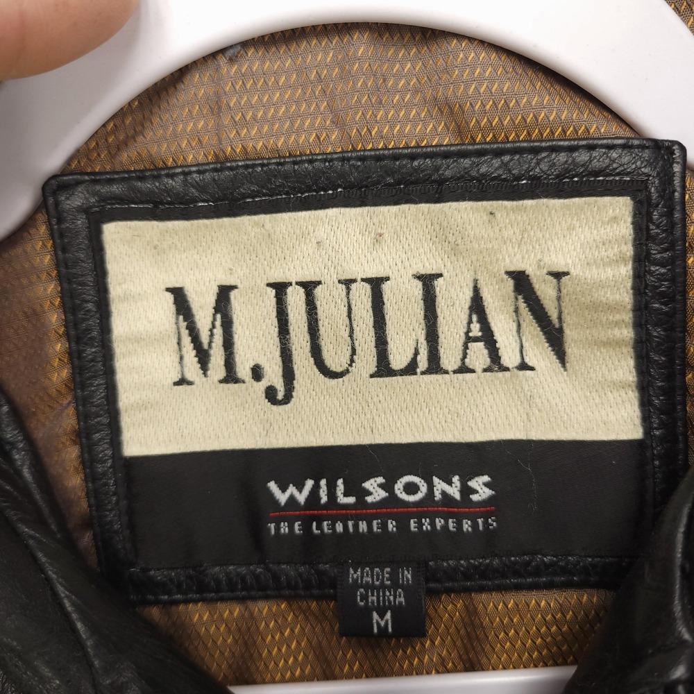 M‎ Julian Wilsons Leather Jacket Mens Medium Black Zip Front Buckle Pockets - Picture 4 of 16